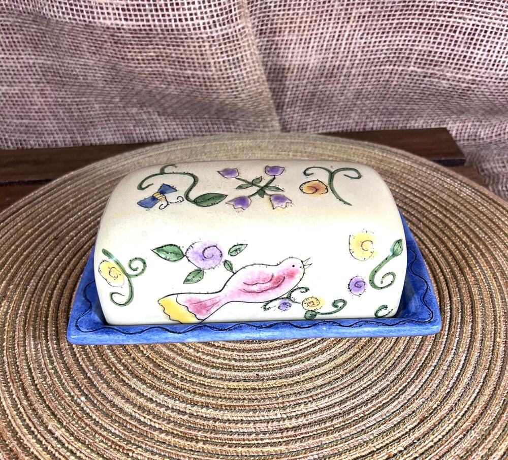 Birds and the Bees Butter Dish by Sango~Sue Zipkin Collectable